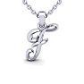 Letter F Swirly Initial Necklace In Sterling Silver With Free 18 Inch Cable Chain Image-1