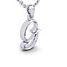 Letter G Swirly Initial Necklace In Heavy White Gold With Free 18 Inch Cable Chain Image-2