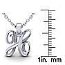 Letter H Swirly Initial Necklace In Heavy White Gold With Free 18 Inch Cable Chain Image-5