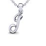Letter J Swirly Initial Necklace In Heavy White Gold With Free 18 Inch Cable Chain Image-1