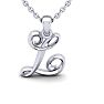 Letter L Swirly Initial Necklace In Heavy White Gold With Free 18 Inch Cable Chain Image-1