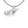 Letter N Swirly Initial Necklace In Heavy White Gold With Free 18 Inch Cable Chain Image-4