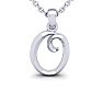 Letter O Swirly Initial Necklace In Heavy White Gold With Free 18 Inch Cable Chain Image-1