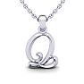 Letter Q Swirly Initial Necklace In Heavy White Gold With Free 18 Inch Cable Chain