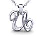 Letter U Swirly Initial Necklace In Heavy White Gold With Free 18 Inch Cable Chain Image-1
