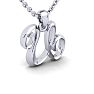 Letter U Swirly Initial Necklace In Heavy White Gold With Free 18 Inch Cable Chain Image-2