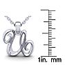 Letter U Swirly Initial Necklace In Heavy White Gold With Free 18 Inch Cable Chain Image-5