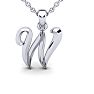 Letter W Swirly Initial Necklace In Heavy White Gold With Free 18 Inch Cable Chain Image-1