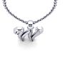 Letter W Swirly Initial Necklace In Heavy White Gold With Free 18 Inch Cable Chain Image-4