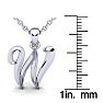Letter W Swirly Initial Necklace In Heavy White Gold With Free 18 Inch Cable Chain Image-5