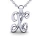 Letter X Swirly Initial Necklace In Heavy White Gold With Free 18 Inch Cable Chain Image-1