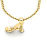 Letter A Swirly Initial Necklace In Heavy Yellow Gold With Free 18 Inch Cable Chain Image-4