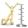 Letter A Swirly Initial Necklace In Heavy Yellow Gold With Free 18 Inch Cable Chain Image-5