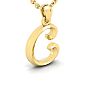 Letter C Swirly Initial Necklace In Heavy Yellow Gold With Free 18 Inch Cable Chain Image-3