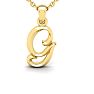 Letter G Swirly Initial Necklace In Heavy Yellow Gold With Free 18 Inch Cable Chain Image-1