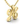 Letter H Swirly Initial Necklace In Heavy Yellow Gold With Free 18 Inch Cable Chain Image-2