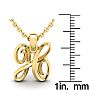 Letter H Swirly Initial Necklace In Heavy Yellow Gold With Free 18 Inch Cable Chain Image-5