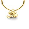 Letter L Swirly Initial Necklace In Heavy Yellow Gold With Free 18 Inch Cable Chain Image-4