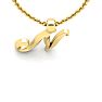 Letter N Swirly Initial Necklace In Heavy Yellow Gold With Free 18 Inch Cable Chain Image-4