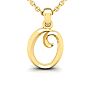 Letter O Swirly Initial Necklace In Heavy Yellow Gold With Free 18 Inch Cable Chain Image-1