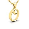 Letter O Swirly Initial Necklace In Heavy Yellow Gold With Free 18 Inch Cable Chain Image-2