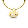 Letter O Swirly Initial Necklace In Heavy Yellow Gold With Free 18 Inch Cable Chain Image-4