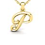 Letter P Swirly Initial Necklace In Heavy Yellow Gold With Free 18 Inch Cable Chain Image-1