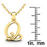 Letter Q Swirly Initial Necklace In Heavy Yellow Gold With Free 18 Inch Cable Chain Image-5