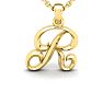 Letter R Swirly Initial Necklace In Heavy Yellow Gold With Free 18 Inch Cable Chain Image-1