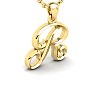Letter R Swirly Initial Necklace In Heavy Yellow Gold With Free 18 Inch Cable Chain Image-2