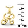 Letter R Swirly Initial Necklace In Heavy Yellow Gold With Free 18 Inch Cable Chain Image-5