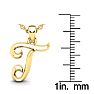Letter T Swirly Initial Necklace In Heavy Yellow Gold With Free 18 Inch Cable Chain Image-5