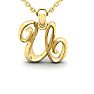 Letter U Swirly Initial Necklace In Heavy Yellow Gold With Free 18 Inch Cable Chain Image-1