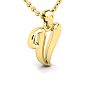 Letter V Swirly Initial Necklace In Heavy Yellow Gold With Free 18 Inch Cable Chain Image-2