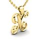 Letter X Swirly Initial Necklace In Heavy Yellow Gold With Free 18 Inch Cable Chain Image-2