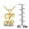 Letter X Swirly Initial Necklace In Heavy Yellow Gold With Free 18 Inch Cable Chain Image-5