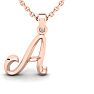 Letter A Swirly Initial Necklace In Heavy Rose Gold With Free 18 Inch Cable Chain Image-1