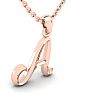 Letter A Swirly Initial Necklace In Heavy Rose Gold With Free 18 Inch Cable Chain Image-2