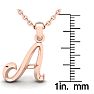 Letter A Swirly Initial Necklace In Heavy Rose Gold With Free 18 Inch Cable Chain Image-5