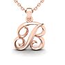 Letter B Swirly Initial Necklace In Heavy Rose Gold With Free 18 Inch Cable Chain Image-1