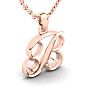 Letter B Swirly Initial Necklace In Heavy Rose Gold With Free 18 Inch Cable Chain Image-2