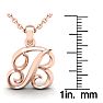 Letter B Swirly Initial Necklace In Heavy Rose Gold With Free 18 Inch Cable Chain Image-5