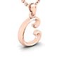 Letter C Swirly Initial Necklace In Heavy Rose Gold With Free 18 Inch Cable Chain Image-2