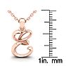 Letter E Swirly Initial Necklace In Heavy Rose Gold With Free 18 Inch Cable Chain Image-5