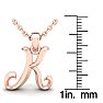 Letter K Swirly Initial Necklace In Heavy Rose Gold With Free 18 Inch Cable Chain Image-5