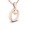 Letter O Swirly Initial Necklace In Heavy Rose Gold With Free 18 Inch Cable Chain Image-2