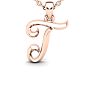 Letter T Swirly Initial Necklace In Heavy Rose Gold With Free 18 Inch Cable Chain Image-1