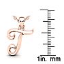 Letter T Swirly Initial Necklace In Heavy Rose Gold With Free 18 Inch Cable Chain Image-5