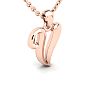 Letter V Swirly Initial Necklace In Heavy Rose Gold With Free 18 Inch Cable Chain Image-2