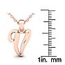 Letter V Swirly Initial Necklace In Heavy Rose Gold With Free 18 Inch Cable Chain Image-5
